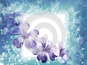 Iced blue floral background