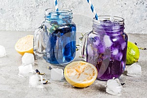 Iced butterfly pea flower tea