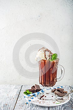 Iced chocolate cocktail with vanilla ice cream