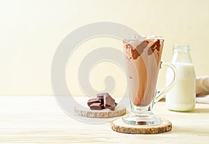 Iced chocolate milkshake drink