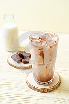 Iced chocolate milkshake drink