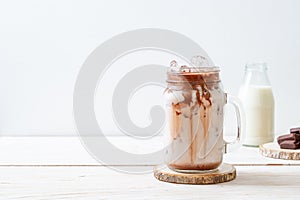 Iced chocolate milkshake drink