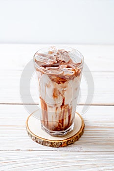 Iced chocolate milkshake drink