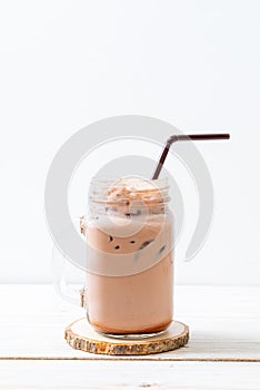 Iced chocolate milkshake drink