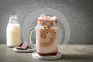 Iced chocolate milkshake drink