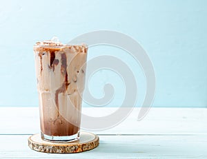 Iced chocolate milkshake drink