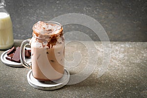 Iced chocolate milkshake drink