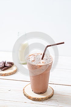 Iced chocolate milkshake drink