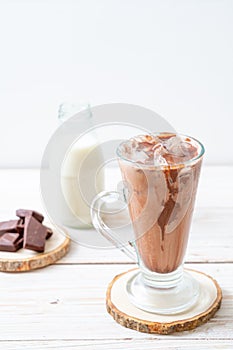 Iced chocolate milkshake drink