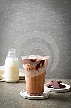 Iced chocolate milkshake drink