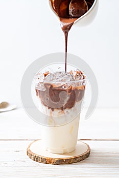 Iced chocolate milkshake drink