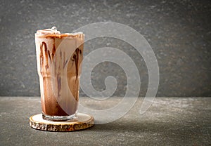 Iced chocolate milkshake drink