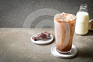 Iced chocolate milkshake drink