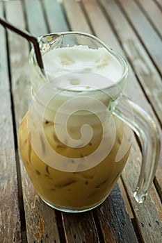 Iced coffee or caffe latte photo