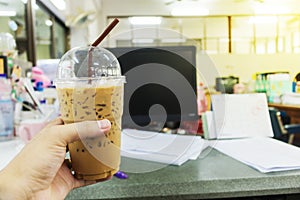 Iced coffee or caffe latte