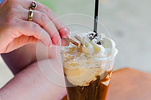 Iced coffee, coffee, ice cream, cream,