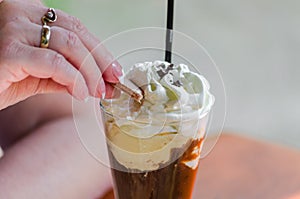 Iced coffee, coffee, ice cream, cream,