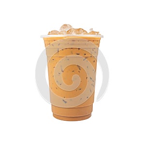 Iced coffee on cup  isolated  white background