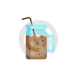 Iced coffee with ice cubes icon vector icon symbol drink isolated on white background