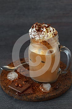 Iced coffee in a jar