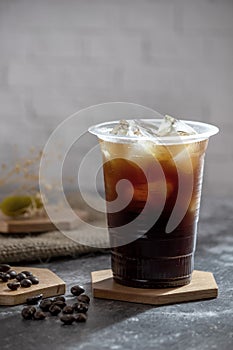 Iced coffee in plastic cup for menu