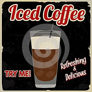 Iced coffee retro poster