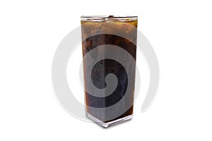 Iced coffee in trasparent glass isolated on white background