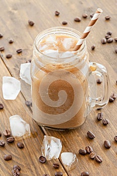 Iced coffee in vintage jar