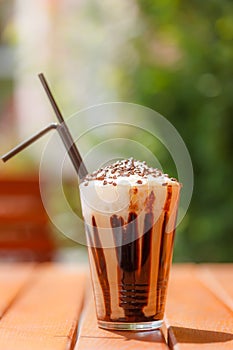 Iced coffee with whipping cream