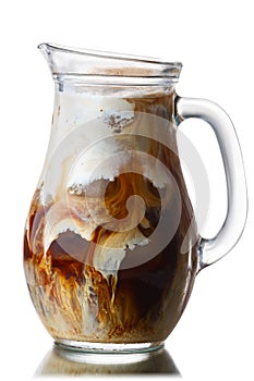 Iced cold brew coffee with cream, paths