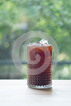 Iced cold brew coffee in glass