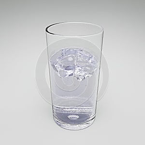 Iced colored soft drink in transparent glass on white background