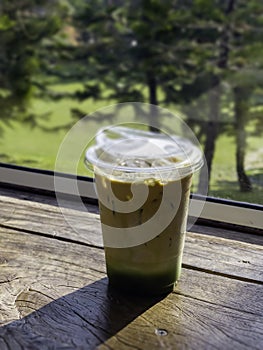 Iced drink in plastic container