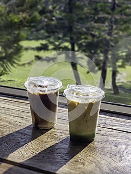 Iced drink in plastic container