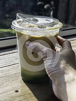 Iced drink in plastic container