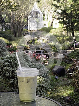 Iced drink in plastic container