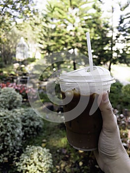 Iced drink in plastic container