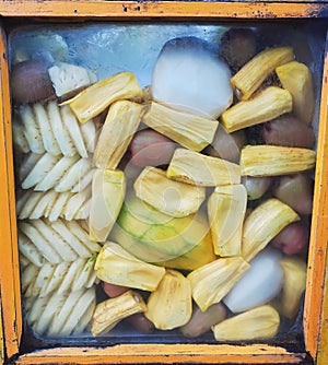 Iced Fresh Fruit in a Ice Box