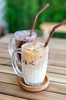 iced latte coffee with iced chocolate