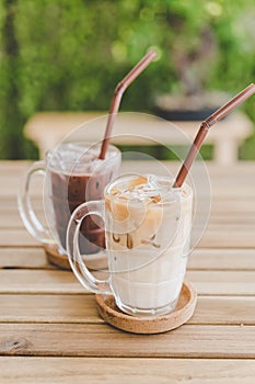 iced latte coffee with iced chocolate