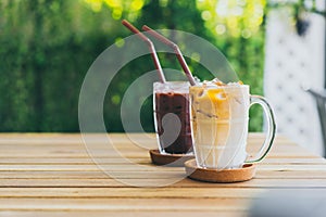 iced latte coffee with iced chocolate