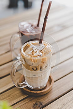 iced latte coffee with iced chocolate