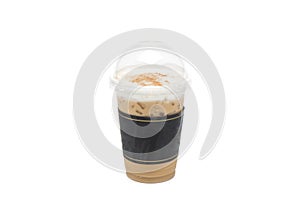 Iced latte or iced coffee in takeaway cup