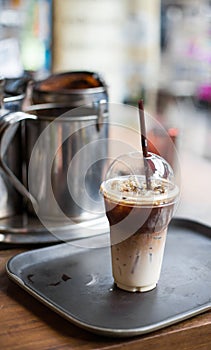 Iced latte with Thai traditional coffee