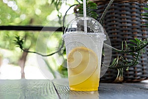 Iced lemonade soda with Yuzu orange