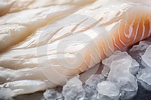Close up of raw cod fish fillet