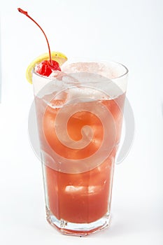 Iced red drink in a tall glass