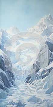 Iced River And Mountain Painting: Depth-defying Murals In Trompe-l\'oeil Style photo