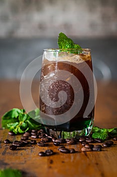 iced sparkling americano with mint syru