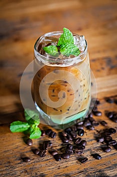 iced sparkling americano with mint syrup